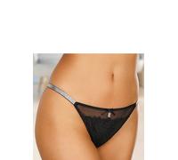 String LASCANA, Damen, Gr. 40/42, schwarz, Spitze, Obermaterial: 75% Polyamid, 20% Polyester, 5% Elasthan, Unterhosen String, mit edlen Strassbändern, sexy Dessous, Reizwäsche (73968625-40) schwarz
