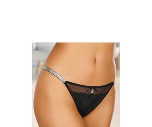 String LASCANA, Damen, Gr. 40/42, schwarz, Spitze, Obermaterial: 75% Polyamid, 20% Polyester, 5% Elasthan, Unterhosen String, mit edlen Strassbändern, sexy Dessous, Reizwäsche (73968625-40) schwarz