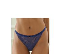 String LASCANA, Damen, Gr. 44/46, blau (marine), Spitze, Obermaterial: 85% Polyamid, 15% Elasthan, körpernah, Unterhosen String, mit einzigartiger Spitze in Samt-Optik (52106247-44) marine