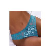 String LASCANA, Damen, Gr. 44/46, blau (petrol, air), Spitze, Obermaterial: 50% Polyamid, 30% Polyester, 20% Elasthan, Unterhosen String, aus edler Stickereispitze, als Dessous-Set kombinierbar (82501