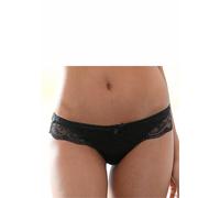 String LASCANA, Damen, Gr. 44/46, schwarz, Obermaterial: 85% Polyamid, 15% Elasthan, figurbetont, Unterhosen String, mit breitem Bund aus blumiger Spitze, Dessous (884861-44) schwarz