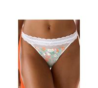 String LASCANA, Damen, Gr. 44/46, weiß (weiß, neon), Mesh, Obermaterial: 60% Polyamid, 38% Polyester, 2% Elasthan, Unterhosen String, mit zarter Blumenstickerei und elastischem Spitzenband (90804327-4