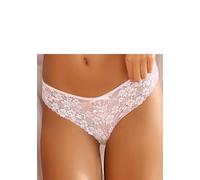String LASCANA, Damen, Gr. 48/50, rosa (rosa, creme), Microtouch, Obermaterial: 88% Polyamid, 12% Elasthan, figurbetont, Unterhosen String, rundherum aus floraler Spitze, Dessous (96821114-48) rosa, c
