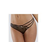 String LASCANA "Kira", Damen, Gr. 36/38, schwarz, Microtouch, Obermaterial: 88% Polyamid, 12% Elasthan, figurbetont, Unterhosen String, mit recyceltem Polyamid in der Spitze (75673024-36) schwarz