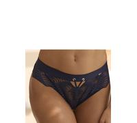 String LASCANA "Marla", Damen, Gr. 32/34, blau (dunkelblau), Spitze, Obermaterial: 91% Polyamid, 9% Elasthan, körpernah, Unterhosen String, aus Spitze mit modischer Bänder-Optik (16059547-32) dunkelbl