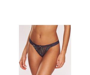 String LASCANA "Mirabel, Amira-Kollektion", Damen, Gr. 48/50, bunt (pflaume, bunt), Mesh, Obermaterial: 83% Polyamid, 9% Polyester, 8% Elasthan, Unterhosen String, aus Mesh mit glänzender Blumensticke