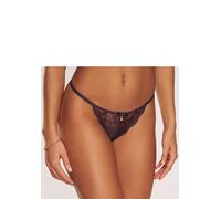 String LASCANA "Nikoletta", Damen, Gr. 32/34, lila (pflaume), Spitze, Obermaterial: 90% Polyamid, 10% Elasthan, Unterhosen String, aus floraler Spitze mit Accessoire in Perlenoptik (52720726-32) pflau
