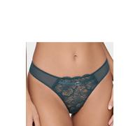 String LASCANA "Nikoletta", Damen, Gr. 40/42, blau (petrol), Spitze, Obermaterial: 88% Polyamid, 12% Elasthan, Unterhosen String, aus floraler Spitze und feinem Mesh in transparenter Optik (76477247-4