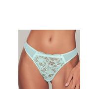 String LASCANA "Nikoletta", Damen, Gr. 44/46, blau (türkis), Spitze, Obermaterial: 88% Polyamid, 12% Elasthan, Unterhosen String, aus floraler Spitze und feinem Mesh in transparenter Optik (25858120-4