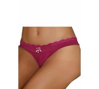 String LASCANA "Premium Dessous", Damen, Gr. 32/34, lila (beere), Spitze, Obermaterial: 90% Polyamid, 10% Elasthan, figurbetont, Unterhosen String, aus zarter Spitze mit feiner Zierschleife und Access