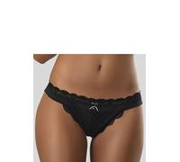 String LASCANA "Premium Dessous", Damen, Gr. 32/34, schwarz, Spitze, Obermaterial: 90% Polyamid, 10% Elasthan, figurbetont, Unterhosen String, aus zarter Spitze mit feiner Zierschleife und Accessoire