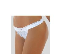 String LASCANA "Premium Dessous", Damen, Gr. 36/38, weiß, Spitze, Obermaterial: 90% Polyamid, 10% Elasthan, figurbetont, Unterhosen String, aus zarter Spitze mit feiner Zierschleife und Accessoire (53