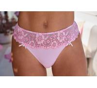 String LASCANA "Wanda Dessous", Damen, Gr. 32/34, rosa (pink, rose), Microtouch, Obermaterial: 80% Polyamid, 12% Polyester, 8% Elasthan, Unterhosen String, mit Stickerei Spitze in blumiger Optik (3204