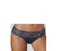 String LASCANA "Wanda Dessous", Damen, Gr. 44/46, blau (marine), Microtouch, Obermaterial: 80% Polyamid, 12% Polyester, 8% Elasthan, Unterhosen String, mit Stickerei Spitze in blumiger Optik (747855-4