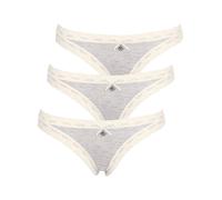 String LIKE IT "3er Pack Damen String Kim", Damen, Gr. L, bunt (ivory grau), Stoff, Obermaterial: 95% Modal CMD. 5% Elasthan EL., Unterhosen String (15194724-L) ivory grau