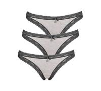 String LIKE IT "3er Pack Damen String Kim", Damen, Gr. L, grau (anthrazit), Stoff, Obermaterial: 95% Modal CMD. 5% Elasthan EL., Unterhosen String (18176827-L) anthrazit