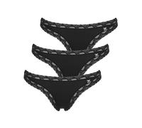 String LIKE IT "3er Pack Damen String Olivia", Damen, Gr. M, schwarz, Stoff, Obermaterial: 92% Polyamid PA. 8% Elasthan EL., Unterhosen String (53375720-M) schwarz