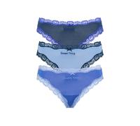 String LSCN BY LASCANA, Damen, Gr. 40/42, blau, Jersey, Obermaterial: 95% Modal, 5% Elasthan. Spitze: 90% Polyamid, 10% Elasthan, kontrastfarbene Details, Unterhosen String, mit hochwertiger Spitze ab