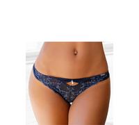 String MARIE CLAIRE, Damen, Gr. 40/42, blau (marine), Microtouch, Obermaterial: 60% Polyamid, 20% Elasthan, 20% Polyester, Unterhosen String, mit Blütenstickerei und Glitzeraccessoire (461109-40) mari