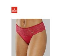 String NUANCE, Damen, Gr. 32/34, 2 Stk., rot (2xrot), Spitze, Obermaterial: 85% Polyamid, 15% Elasthan, körpernah, Unterhosen String, Dessous mit breitem Spitzenband (888878-32) 2xrot