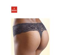 String NUANCE BY LASCANA, Damen, Gr. 36/38, grau (2xgrau), Spitze, Obermaterial: 85% Polyamid, 15% Elasthan, körpernah, Unterhosen String, Dessous mit breitem Spitzenband (861700-36) 2xgrau