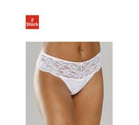 String NUANCE BY LASCANA, Damen, Gr. 44/46, weiß (2xweiß), Spitze, Obermaterial: 85% Polyamid, 15% Elasthan, körpernah, Unterhosen String, Dessous mit breitem Spitzenband (816909-44) 2xweiß