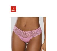 String NUANCE, Damen, Gr. 32/34, 2 Stk., pink (2x pink), Spitze, Obermaterial: 85% Polyamid, 15% Elasthan, körpernah, Unterhosen String, Dessous mit breitem Spitzenband (54964164-32) 2x pink