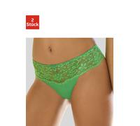 String NUANCE, Damen, Gr. 36/38, 2 Stk., grün (2xgrün), Spitze, Obermaterial: 85% Polyamid, 15% Elasthan, körpernah, Unterhosen String, Dessous mit breitem Spitzenband (87882537-36) 2xgrün