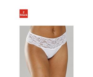 String NUANCE, Damen, Gr. 40/42, 2 Stk., weiß (2xweiß), Spitze, Obermaterial: 85% Polyamid, 15% Elasthan, körpernah, Unterhosen String, Dessous mit breitem Spitzenband (816909-40) 2xweiß