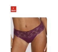 String NUANCE, Damen, Gr. 44/46, 2 Stk., lila (2x cassis), Spitze, Obermaterial: 85% Polyamid, 15% Elasthan, körpernah, Unterhosen String, Dessous mit breitem Spitzenband (85963958-44) 2x cassis