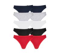 String PETITE FLEUR, Damen, Gr. 36/38, bunt (rot, schwarz, weiß, grau, meliert, navy), Single Jersey, Obermaterial: 95% Baumwolle, 5% Elasthan, unifarben, körpernah, Unterhosen String, aus elastischer