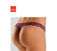 String PETITE FLEUR, Damen, Gr. 44/46, 3 Stk., rot (beere, creme, schwarz), Spitze, Obermaterial: 86% Polyester, 14% Elasthan, Unterhosen String, hinten komplett aus zarter Jacquardspitze (291699-44)