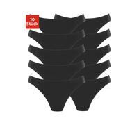 String PETITE FLEUR, Damen, Gr. 44/46, schwarz, Single Jersey, Obermaterial: 95% Baumwolle, 5% Elasthan, unifarben, körpernah, Unterhosen String, aus elastischer Baumwolle, Topseller (205117-44) schwa