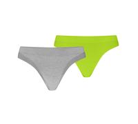 String PUMA "PUMA WOMEN 3D KNIT SPORT STRINGS 2P", Damen, Gr. M, grau melange, lime, Microfaser, Obermaterial: 59% Polyamid, 29% Polyester, 12% Elasthan, körpernah, Unterhosen String, nahtlose Ränder