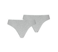 String PUMA "PUMA WOMEN INVISIBLE COTTON STRINGS 2P", Damen, Gr. XL, grau (light grau melange), Jersey, Obermaterial: 88% Baumwolle, 12% Elasthan, körpernah, Unterhosen String, nahtlose Ränder für ein