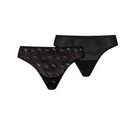 String PUMA "PUMA WOMEN PRINTED MESH STRINGS", Damen, Gr. M, schwarz combo, Microfaser, Obermaterial: 70% Polyamid, 30% Elasthan, körpernah, Unterhosen String, mit buntem allover Print, mit Mesh-Detai