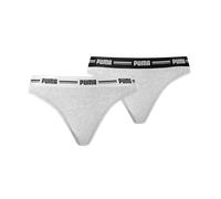 String PUMA "PUMA WOMEN STRING 2P", Damen, Gr. XS, grau (grau, grau), Single Jersey, Obermaterial: 57% Baumwolle, 38% Modal, 5% Elasthan, körpernah, Unterhosen String, Mit elastischem Logobund (831028