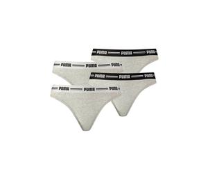 String PUMA "String 4er Pack", Damen, Gr. M, grau, Obermaterial: 57% Baumwolle CO. 38% Modal CMD. 5% Elasthan EL., Unterhosen String (94499025-M) grau