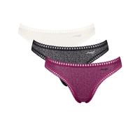 String SLOGGI "GO Crush", Damen, Gr. S, bunt (schwarz combination), Single Jersey, Obermaterial: 95% Baumwolle, 5% Elasthan, körpernah, Unterhosen String, dehnbare Spitzendetails, Multipack, Cotton-Mi