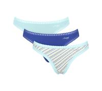 String SLOGGI "GO Crush", Damen, Gr. XL, blau, light combination, Single Jersey, Obermaterial: 95% Baumwolle, 5% Elasthan, körpernah, Unterhosen String, dehnbare Spitzendetails, Multipack, Cotton-Mix,