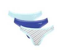 String SLOGGI "GO Crush String C3P", Damen, Gr. L, blau, light combination, Single Jersey, Obermaterial: 95% Baumwolle, 5% Elasthan, Unterhosen String, mit Spitzendetails (40583837-L) blau, light comb