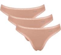 String SLOGGI "GO Crush String C3P", Damen, Gr. M, beige (cameo braun), Single Jersey, Obermaterial: 95% Baumwolle, 5% Elasthan, Unterhosen String, mit Spitzendetails (93284003-M)