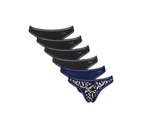 String SLOGGI "String GO Crush String C6P 6er Pack", Damen, Gr. S, bunt (schwarz, blau), Obermaterial: 95% Baumwolle CO. 5% Elasthan EL., Unterhosen String (56302827-S) schwarz, blau