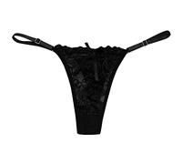 String Tanga Damen Spitze Slip Mini Tanga Panties Niedrige Taille Reizwäsche G-String Low Rise V-String Thongs Dessous Atmungsaktive Weiche Slips Frauen Stringtanga Höschen (Schwarz, One Size)