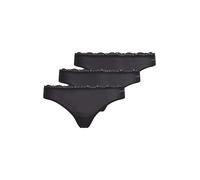 String "THONG 3PK", Damen, Gr. S (36), 3 Stk., schwarz (schwarz, schwarz, schwarz), Obermaterial: 85% Polyamid, 15% Elasthan, CALVIN KLEIN UNDERWEAR, unifarben, körpernah, Unterhosen String, mit Spitz
