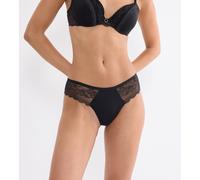String TRIUMPH "Comfort Allure", Damen, Gr. 42, schwarz, Microtouch, Obermaterial: 55% Polyamid, 35% Polyester, 10% Elasthan, Unterhosen String, florale Stretch-Spitze, elastisch, eleganter Look (2137