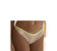String VIVANCE BY LASCANA "Viola", Damen, Gr. 44/46, beige (puder, limone), Microtouch, Obermaterial: 86% Polyamid, 14% Elasthan, figurbetont, Unterhosen String, aus Spitze, mit anteilig recyceltem Po