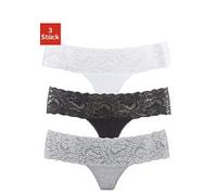 String VIVANCE, Damen, Gr. 44/46, schwarz-weiß (weiß, grau, meliert, schwarz), Single Jersey, Obermaterial: 95% Baumwolle, 5% Elasthan. Spitze: 93% Polyamid, 7% Elasthan (LYCRA), unifarben, bequem, Un