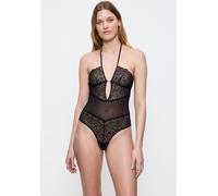 Stringbody TRIUMPH "That Night in Vegas BS", Damen, Gr. S, N-Gr, schwarz, Spitze, Obermaterial: 100% Polyamid, körpernah, tiefer V-Ausschnitt, Bodys Stringbody, grafische Spitze, Mesh, Neckholder, Ban