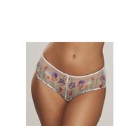 Stringpanty LASCANA "Maria", Damen, Gr. 40/42, bunt (champagner, bunt), Mesh, Obermaterial: 76% Polyamid, 21% Polyester, 3% Elasthan, figurbetont, Unterhosen, mit bunten Blumen aus Stickereispitze (50
